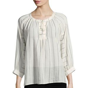 JOIE Cream and Black Striped Boho Blouse sz Xs